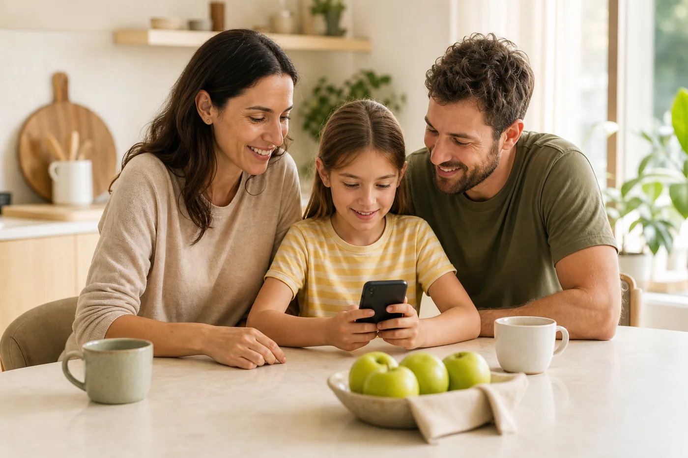 Una familia revisando junta los gastos del hogar