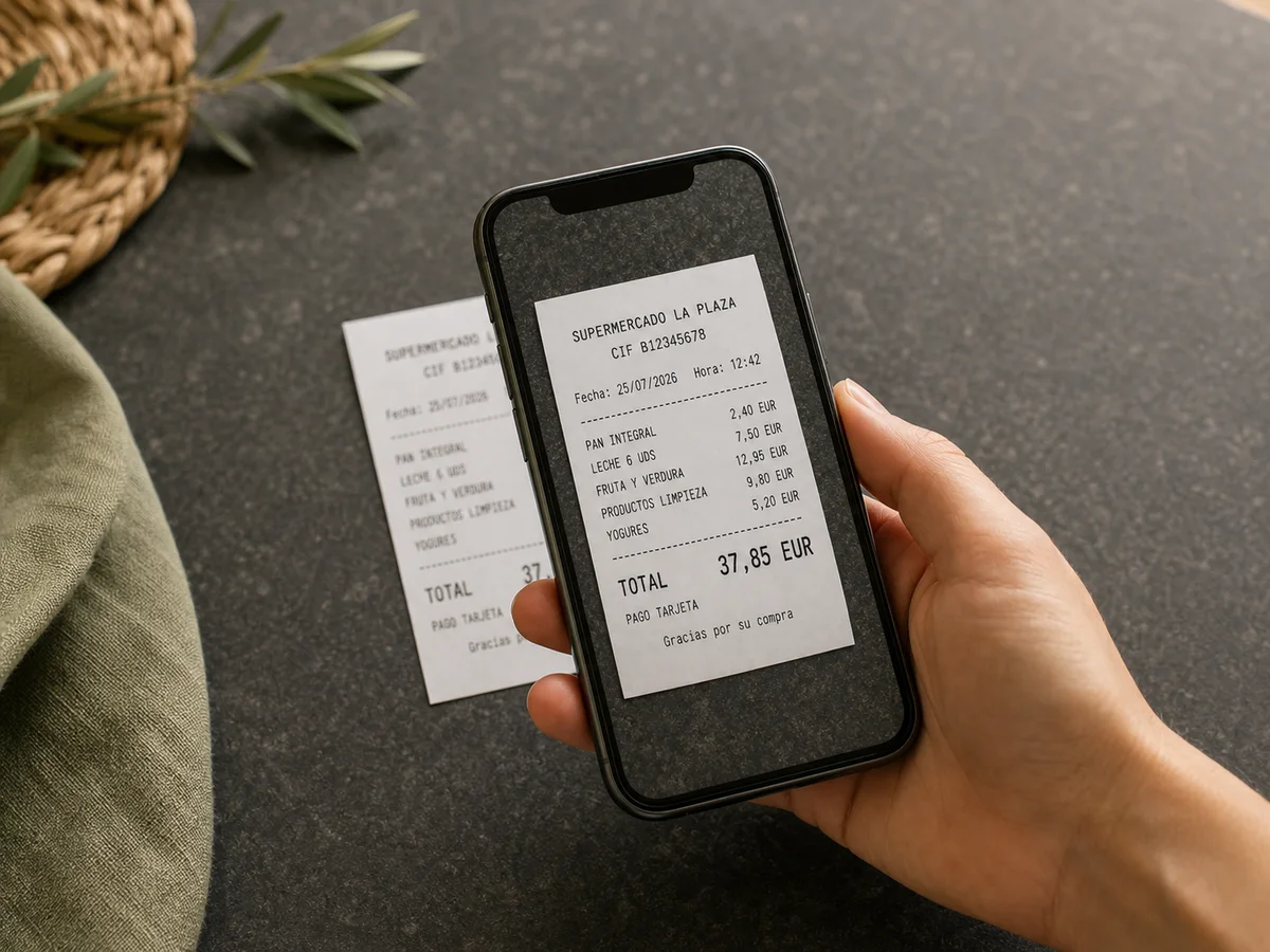 Fotografiando un ticket con el móvil