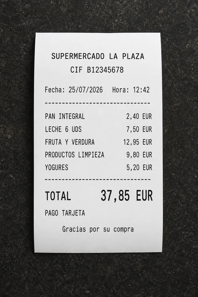 Ticket de supermercado por 37,85 euros